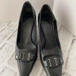 Salvatore Ferragamo Italian Leather Black Heels Size 8B